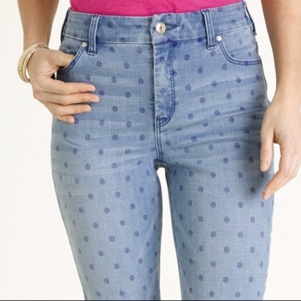Chicos Denim So Slimming Polka Dot Jeans Cropped - Picture 7 of 9